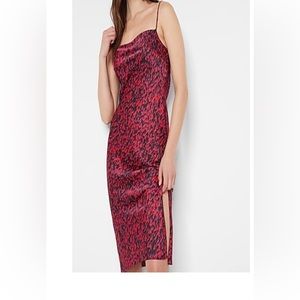 express satin cowl neck midi dress